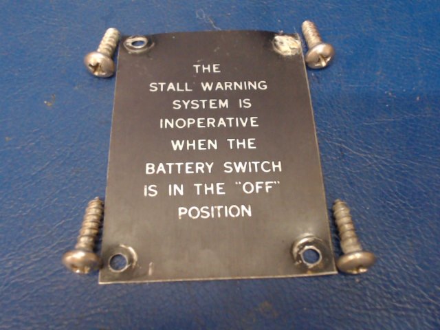NPN Cessna - Placard-Stall Warning System