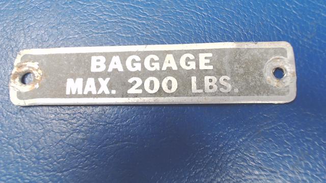 24031-00 Piper - PLACARD - BAGGAGE DOOR (MAXIMUM WEIGHT)