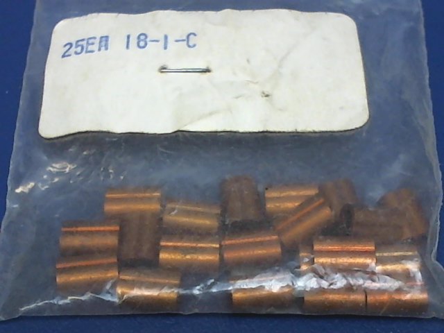 18-1-C Aircraft Hardware - Nicopress Copper Oval Sleeves Qty (20) ( New Surplus )